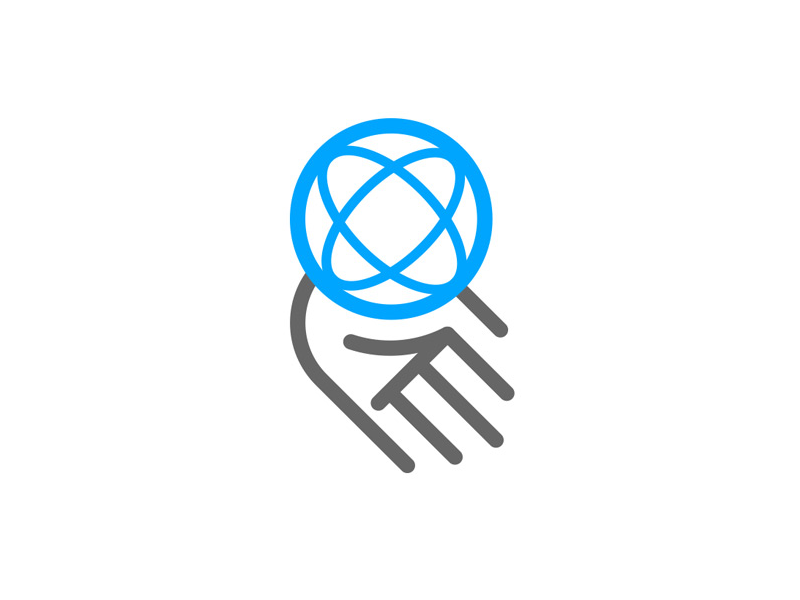 Blue Chip Safety - Safe in our hands blue brand business corporate globe hand health icon logo safety symbol