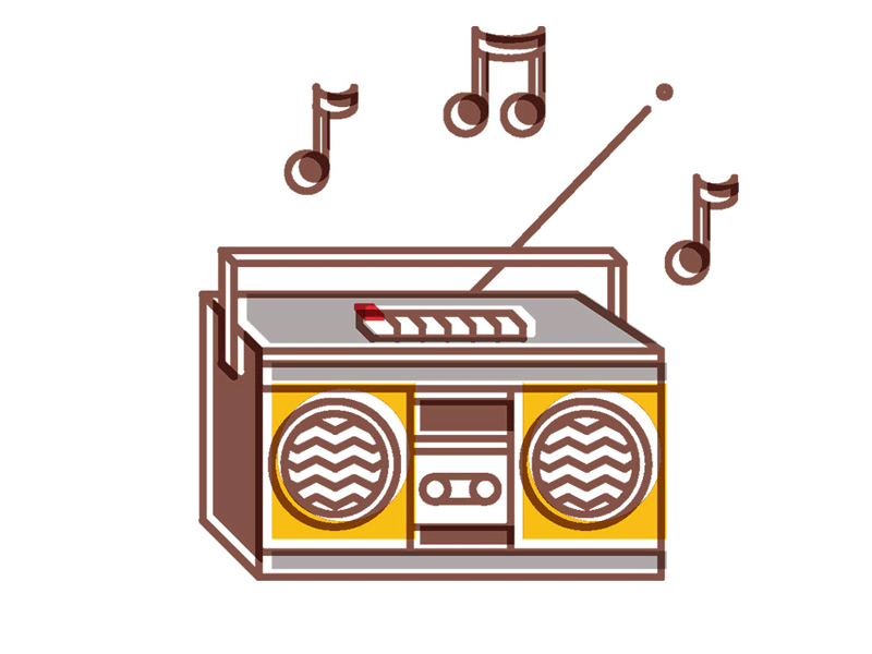 Funk me boombox drawing gif graphic illustration irinastepanova music sound vector