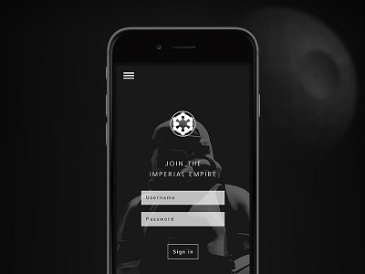 Daily Ui Challenge 001 001 app dailyui darkside design imperial army mobile sign up starwars stormtrooper ui yoyo