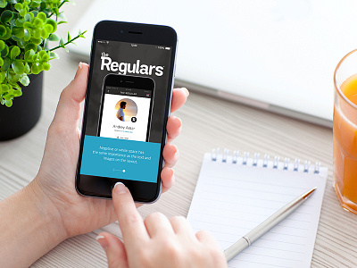 The Regulars app iphone 6s juce mobile mockup orange profile the regulars walkthrough