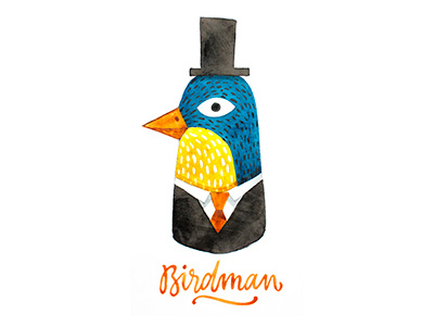 Birdman bird birdman calligraphy illustration watercolour