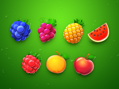 Fruit Icons apple blackberry fruit grape icon orange pineapple raspberry water melon