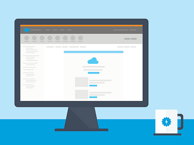 Account UI Hero Graphic cloud coffee computer email design flat hero graphic icon illustration marketing cloud ui
