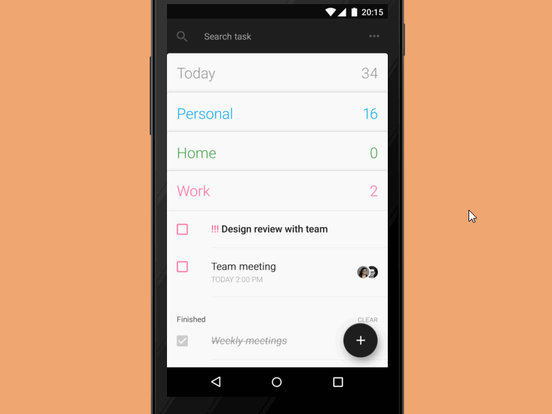 Task App for Android android animation design interface lollipop marvelapp material reminders todo ui