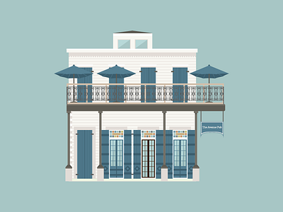 Avenue Pub architecture avenue bar beer building craft illustration nola pub st. charles vector