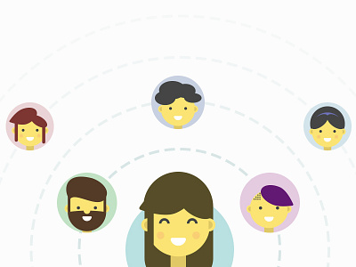 Network peeps beard faces flat fun illustration people simple smile vector