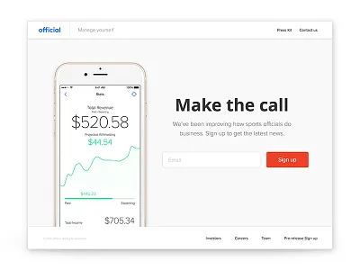 Campaign Landing // Official app finance landing page web design
