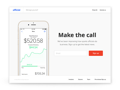 Campaign Landing // Official app finance landing page web design