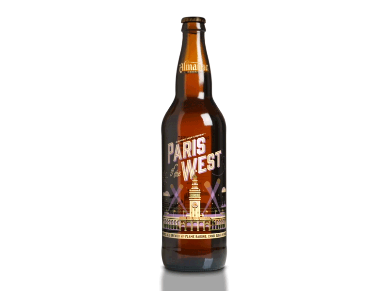 Paris of the West (Animated Mockup) almanac animation beer bottle dan kuhlken dkng gif nathan goldman packaging paris san francisco vector