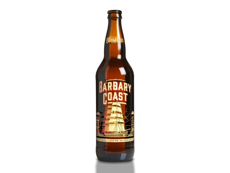 Barbary Coast (Animated Mockup) almanac animation barbary coast beer bottle dan kuhlken dkng gif nathan goldman packaging san francisco vector