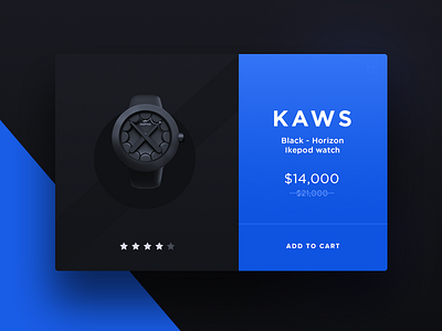 Single Item E-Commerce - Day 012 #dailyui blue cart commerce dailyui dark item kaws luxury shopping watch widget