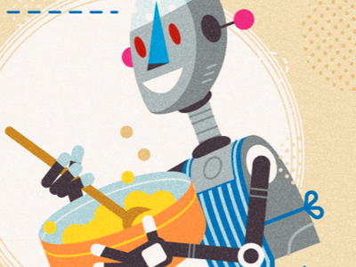 Robo Chef cooking future illustration mechanical hands robot russell tate russelltatedotcom technology