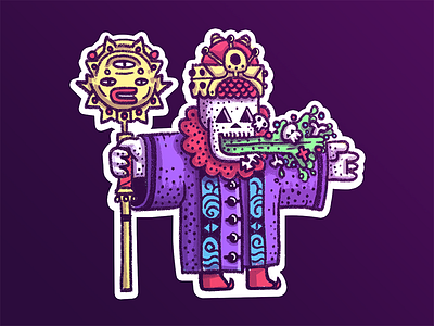 Evil Warlock character goo illustration magic puke skull stickermule