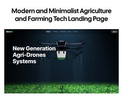 Modern and Minimalist Agriculture and Farming Tech Landing Page agriculture drone farming landing page minimalist design ui ux design web design