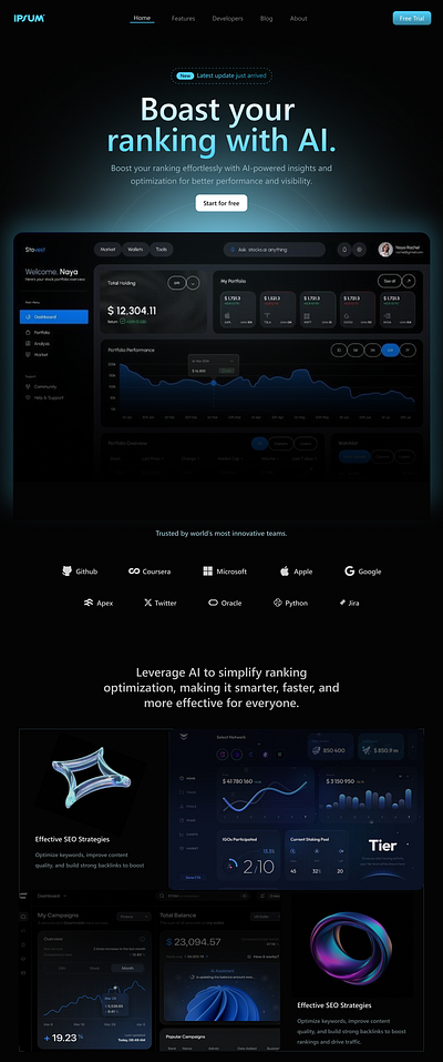 AI Website - Landing Page ai app design figma graphic design header home page landing page software ui uiux user interface web website website landing page website screen