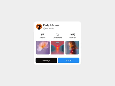 Product Design: Profile Preview ai avatar button collections follow follower followers images inspo instagram message mobile app photography photos preview product design profile profile page user profile