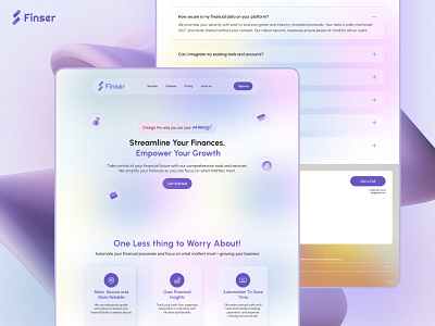 Finser - Finance Landing Page b2b banking banking platform bmvsi dribblers e wallet figma finance finance maangement fintech fintech platform investment invoicing landing page payment services transaction uiux design website design