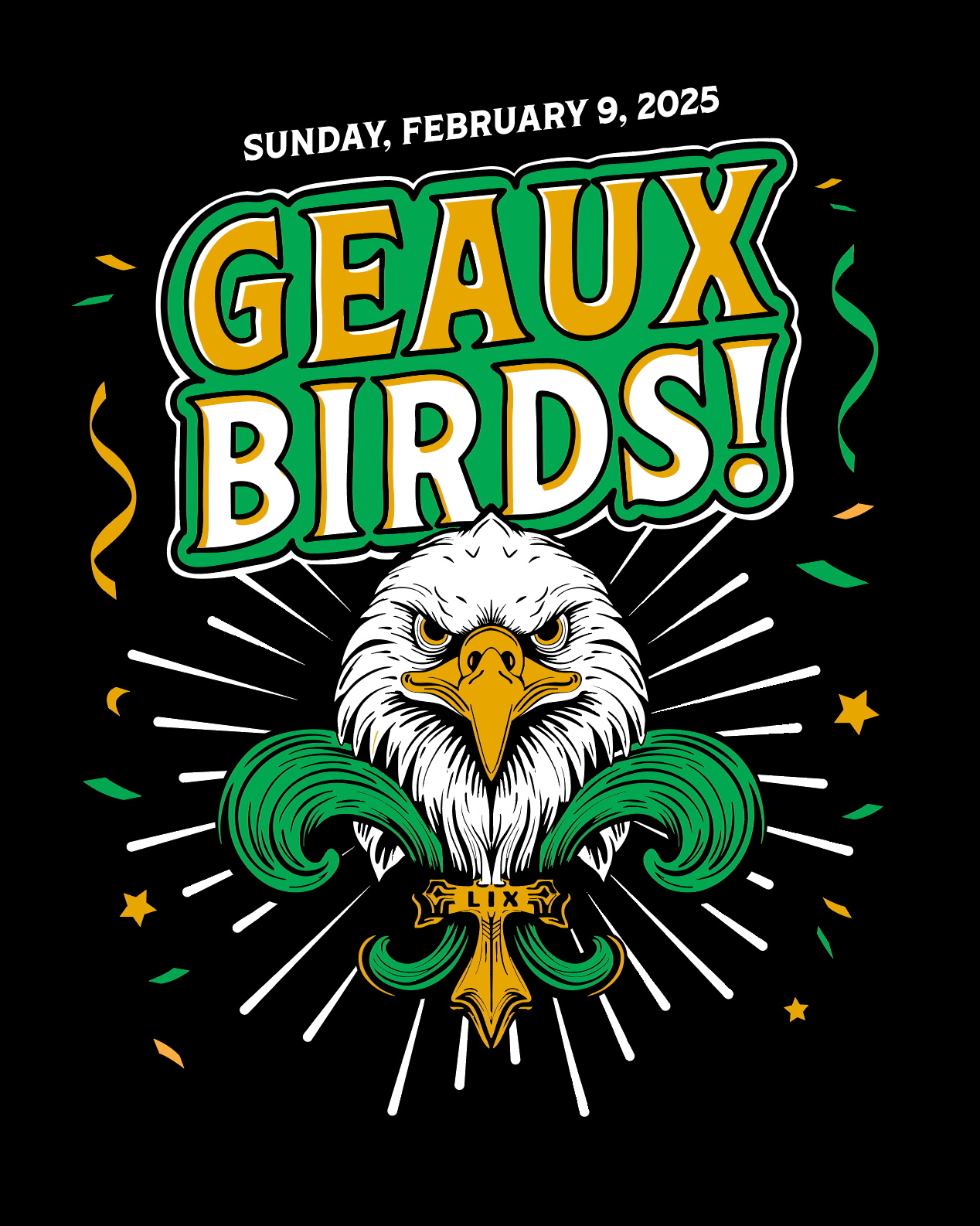 Philadelphia Eagles Super Bowl LIX Shirt eagles fleur de lis football geaux go birds green lix new orleans nfl philadelphia philadelphia eagles philly super bowl t shirt design