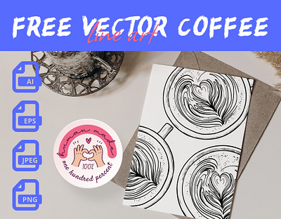 FREE Vector Line Art Coffee asset brewed