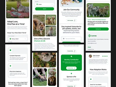 Lovva - Pet Adopt Website [Responsive] admin adoption branding cat clean design dog graphic design green grey illustration interface landing page logo mobile pet responsive ui ux website