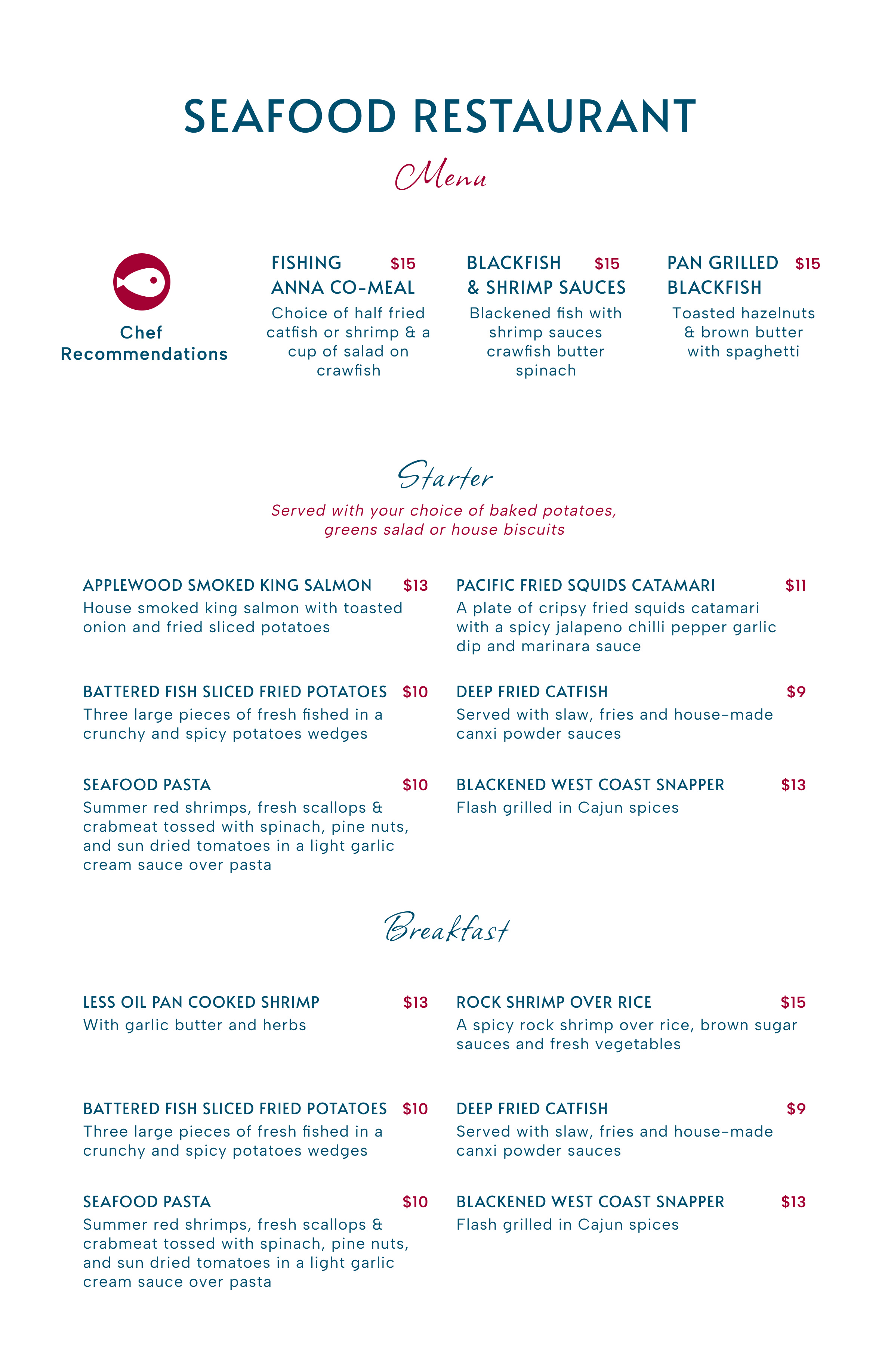 Seafood Restaurant Menu design graphic graphic design menu print printdesign restaurant seafood