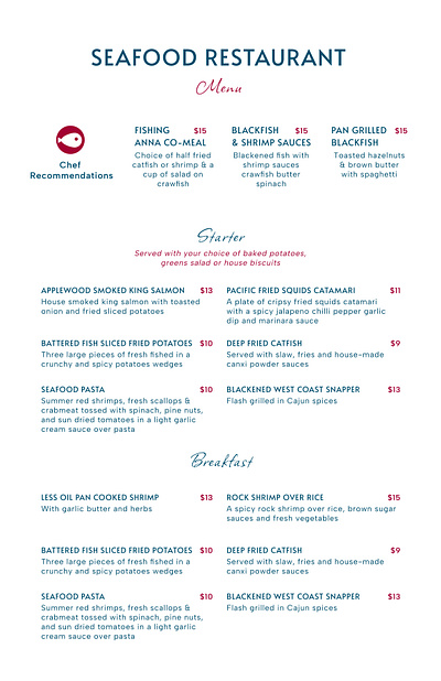 Seafood Restaurant Menu design graphic graphic design menu print printdesign restaurant seafood