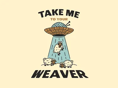 Weaver aliens design graphic design hand drawn illustration knitting pun sheep spaceship ufo vector vintage aesthetic vintage graphics vintage tee weaving wool