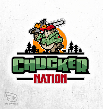 Logo concept chainsaw chipdavid dogwings drawing logo vector woodchuck