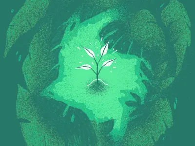 Budding Efforts colombia editorial illustration foliage jungle sapling shadow art