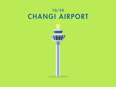 10/50: Changi Airport architecture buildings flat design illustration singapore