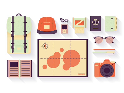 Travel Pack flat design icon illustration stuff travel travel pack travelers