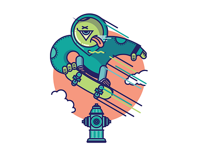 Skate Freak drooling eye hydrant indy grab monster skate vandal club