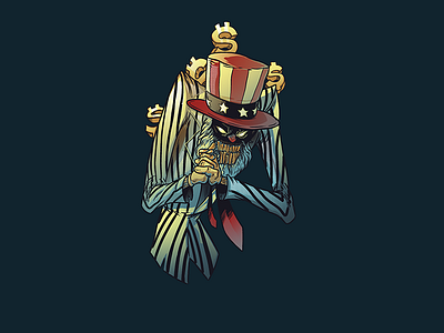 Capitalism! america character halloween illustration sticker sticker mule uncle sam