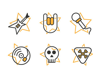 Rock icon set icon set metal music rock star