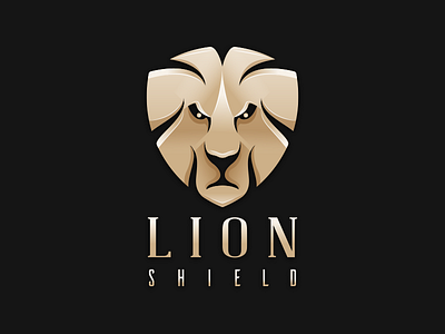 Lion Shield dark fierce gold lion logo shield