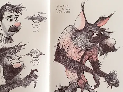 Wolf Dad illustration inktober sketchbook wolfman