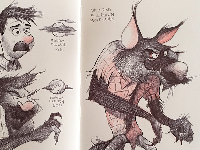 Wolf Dad illustration inktober sketchbook wolfman