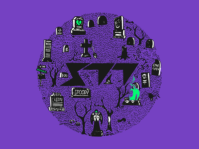 S77 Halloween Hide and Seek! graveyard hide and seek logo monster s77 skeleton spoopy tombstone