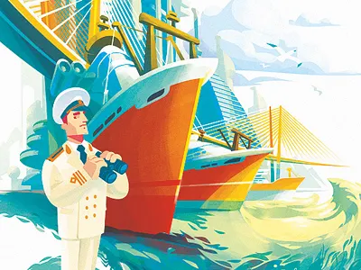 Vladivostok 3000 fish future illustration ilya lagutenko mummiy troll naval officer sea ship ships vladivostok vladivostok 3000