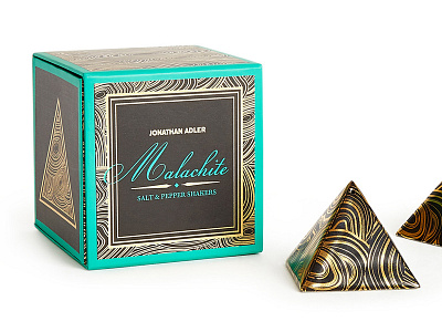 Modern Tabletop Salt Pepper Malachite Jonathan Adler colors dark design fancy fashion gold intern jonathan adler malachite packaging triangle work