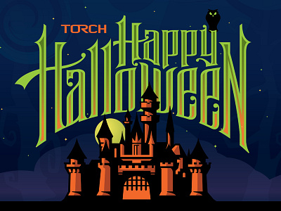 Happy Halloween! castle custom design disney halloween illustration lettering night type typography