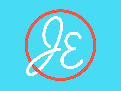 JE Monogram blue custom type identity jacob etter logo monogram personal brand red script