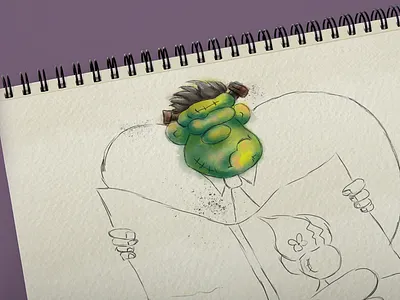 Dribbble Frakenbride digital watercolor halloween photoshop