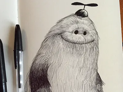 Somewhat Shy Monster illustration ink inktober sketchbook