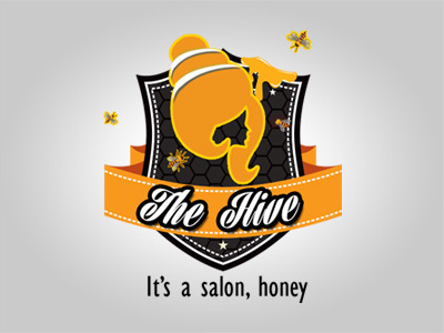 The Hive logo bees hair salon logo orange