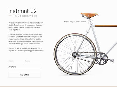 Shot 022 - Technical Specifications email form interaction interface minimal spec tech ui user