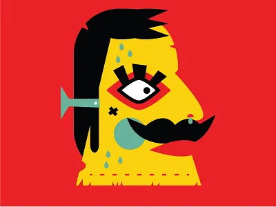 Frankenstache frankenstein halloween illustration