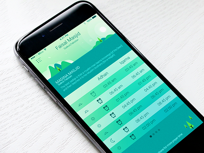 Masjidlink App Design-Theme 2 app design ios iphone6 masjid prayer time ui ux