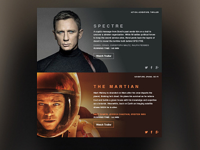 Movie Dashboards bond dashboard design layout martian movie space ui ux web widget