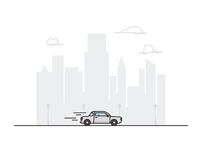 Car to BallinOil Station car city clouds explainer video flat illustration line motion outline running sky vector